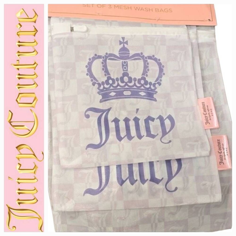 Juicy Couture Home Juicy Crown Logo Set if 3 Mesh Wash Bags